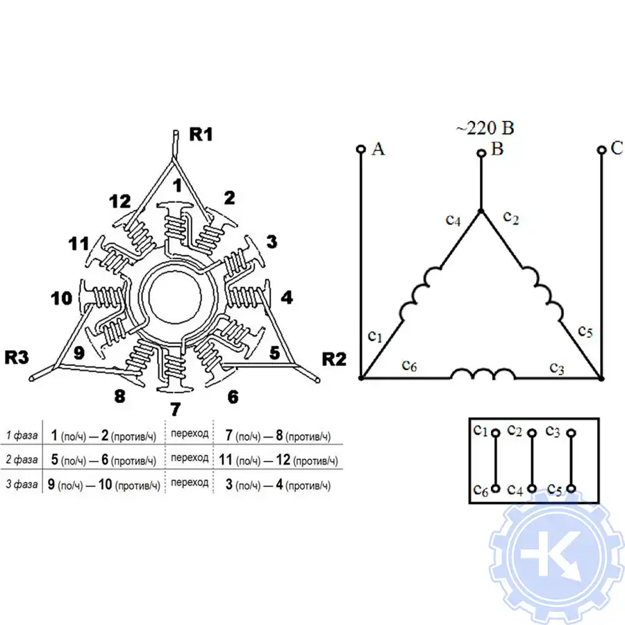 Соединение обмоток звездой и треугольником. Схема соединения обмотки статора асинхронного двигателя.