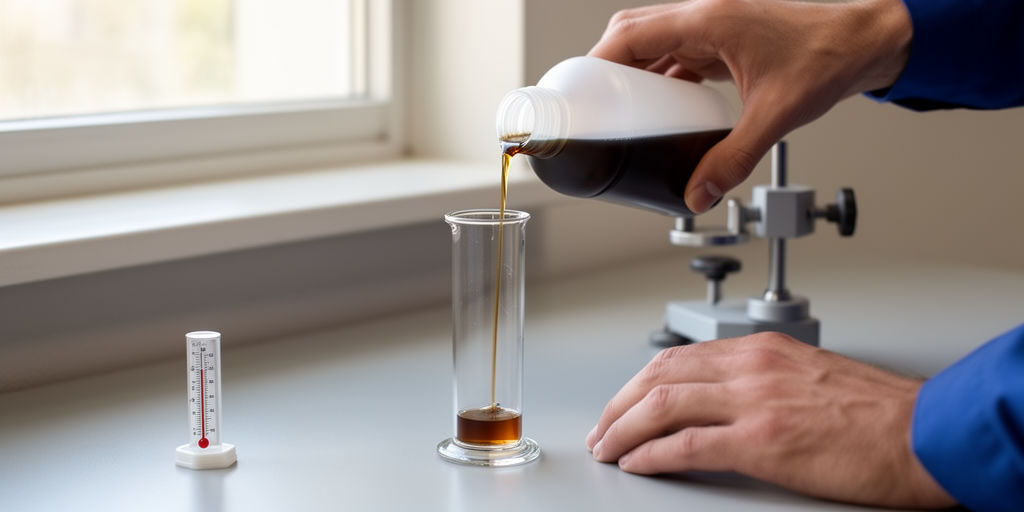 Замер вязкости масла на рабочем столе